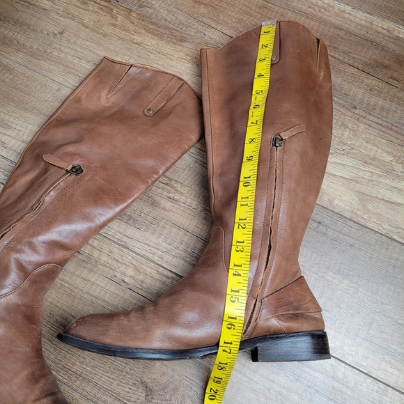 Halogen Keri tall women's knee high riding boots soft leather Pull-on in cognac - Picture 10 of 15